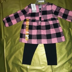 Carter's Girls 2 Piece set Pink/Black 12 Months